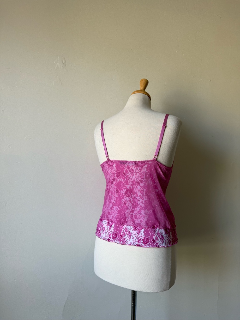 George Y2K Floral Mesh Cami Tank | Pink Fairycore Top (Size L, best for M) - Picture 2 of 7